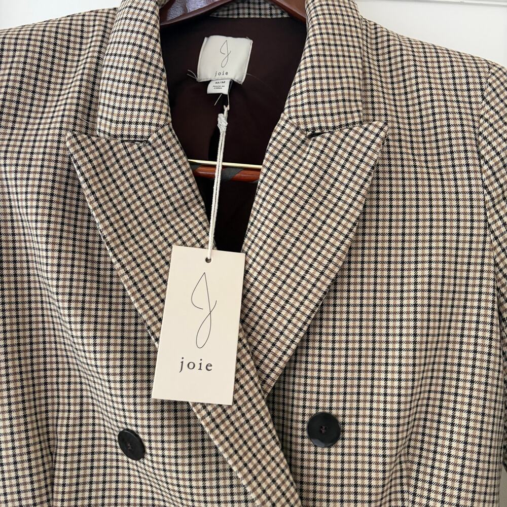 Joie houndstooth double-breasted Blazer Brown Size Medium - Picture 6 of 8